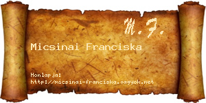 Micsinai Franciska névjegykártya